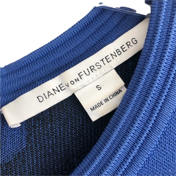 Diane Von Furstenberg Blue Black Franca Sleeveless Bodycon Dress S EUC - Picture 5 of 9